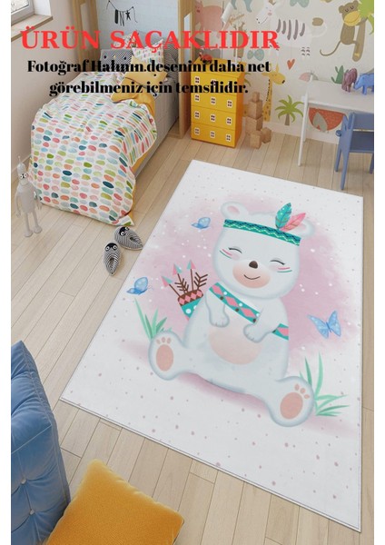 Oyun Halısı Yıkanabilir Antibakteriyel Figür Çeşit Desen Genç/çocuk Odası Halısı Pamuk Taban Saçaklı