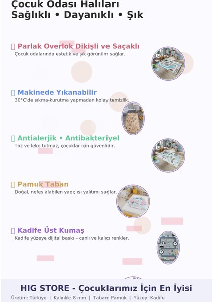 Oyun Halısı Yıkanabilir Antibakteriyel Figür Çeşit Desen Genç/çocuk Odası Halısı Pamuk Taban Saçaklı fırsatları