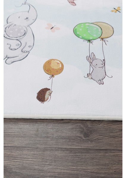 Oyun Halısı Yıkanabilir Antibakteriyel Figür Çeşit Desen Genç/çocuk Odası Halısı Pamuk Taban Saçaklı