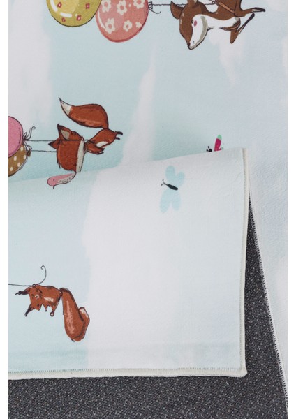 Oyun Halısı Yıkanabilir Antibakteriyel Figür Çeşit Desen Genç/çocuk Odası Halısı Pamuk Taban Saçaklı