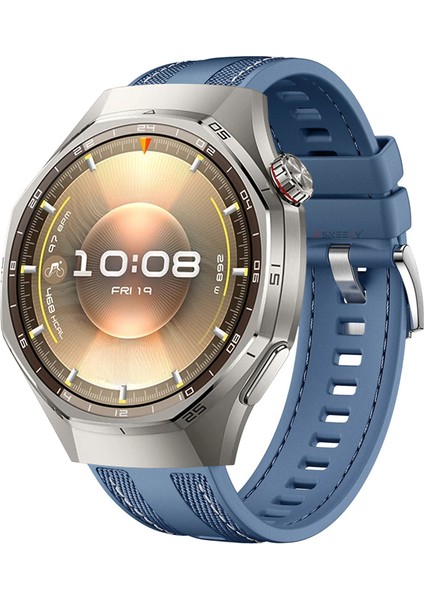 Huawei Watch Gt6 Pro 46MM ile Uyumlu Metal Tokalı Dikiş Detaylı Şık Dokuma Silikon Kordon