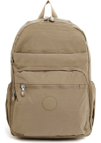 Çok Cepli Kadın Sırt Çantası Büyük Boy Okul ve Günlük HV3062 Koyu Bej