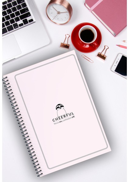 A5 Spiralli Çizgisiz 96 Sayfa Kalın Karton Kapak Okul Defteri Pastel Seri Cheerful