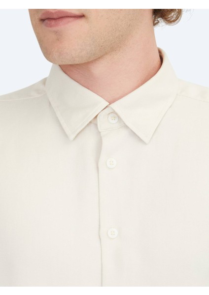 Ekru Regular Fit Dokuma Casual Gömlek indirimleri