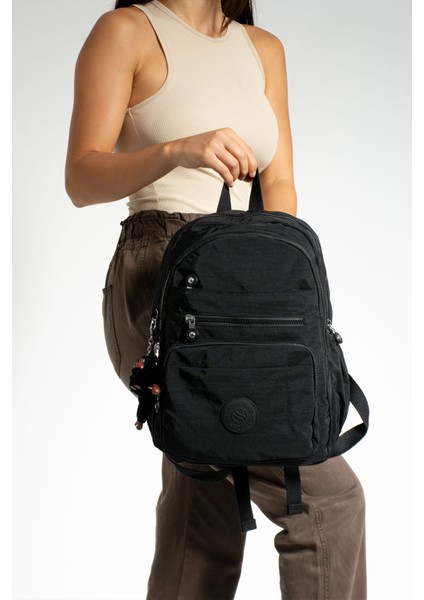 Çok Cepli Kadın Sırt Çantası Orta Boy Günlük HV3001 Siyah