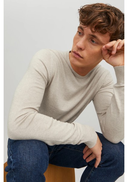 Erkek Basic Krem Ince Triko Kazak - 12208364 fiyatları