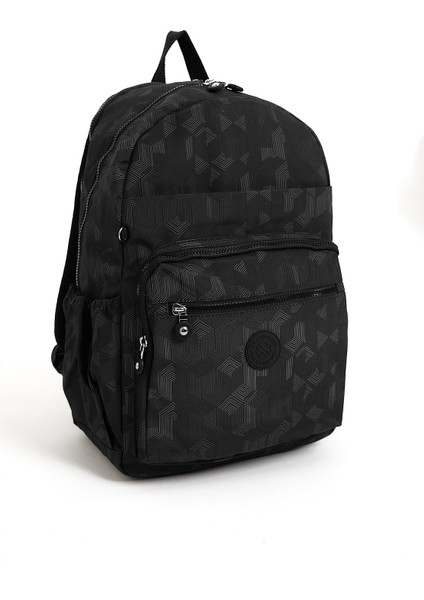 Çok Cepli Kadın Sırt Çantası Büyük Boy Okul ve Günlük HV3062 Siyah Desenli fiyatları