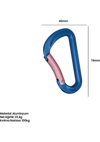 D Şekilli Alüminyum Karabina Klips - 100 kg Kırma Noktası, 22.4g Hafif Tasarım fırsatları
