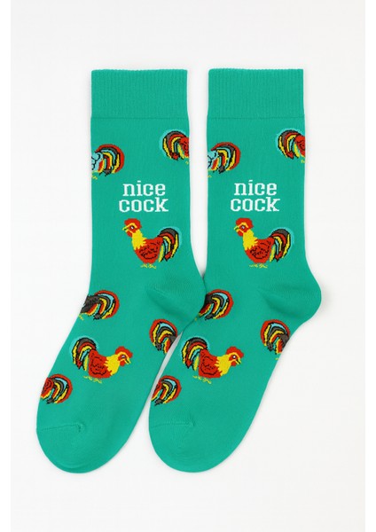 Nice Cock Yazılı Horoz Desenli Soket Çorap fiyatları