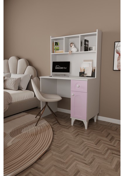 DF09106 Çekmeceli Kapaklı Kitaplıklı Çalışma Masası Bilgisayar Masası