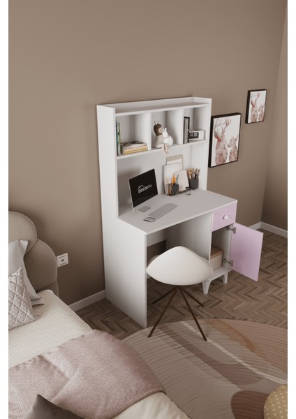 DF09106 Çekmeceli Kapaklı Kitaplıklı Çalışma Masası Bilgisayar Masası modelleri