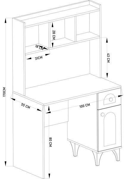 DF09106 Çekmeceli Kapaklı Kitaplıklı Çalışma Masası Bilgisayar Masası indirimleri