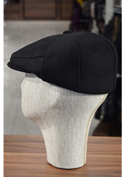 Düğmeli Klasik Kasket Siyah Kasket Kaşe Kışlık Kumaş Şapka fırsatları