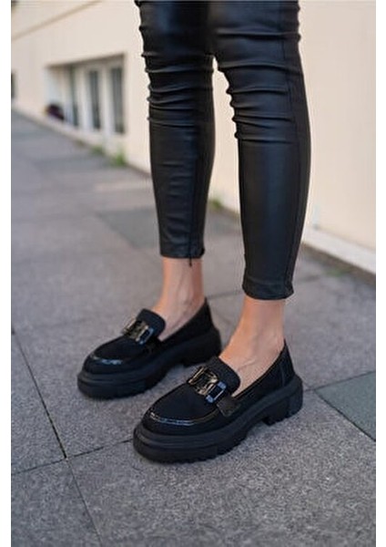 Dimatali Kadin Siyah Suet Siyah Rugan Parçali Ayakkabı fiyatları