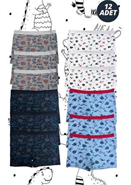 12’li Asortili Erkek Çocuk Likralı Desenli Boxer fiyatları