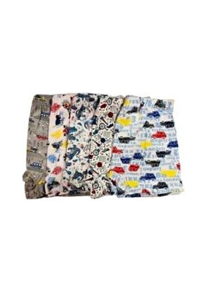 TEC0254 Çocuk Elastan Emprime Boxer 6 Adet Kombin