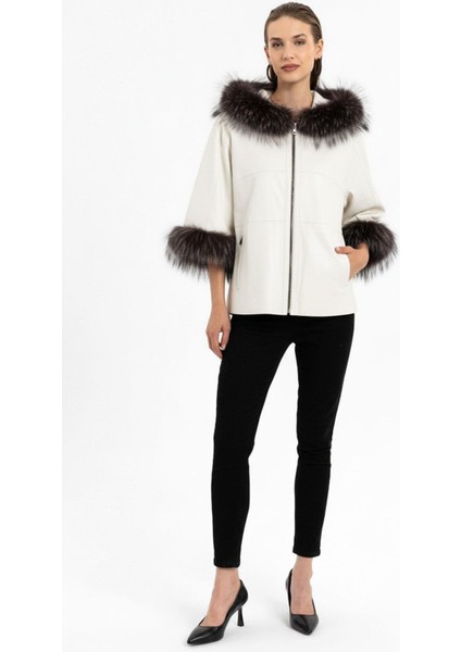 Lulu Beyaz Panço Çift Taraflı Hakiki Deri Mont fiyatları