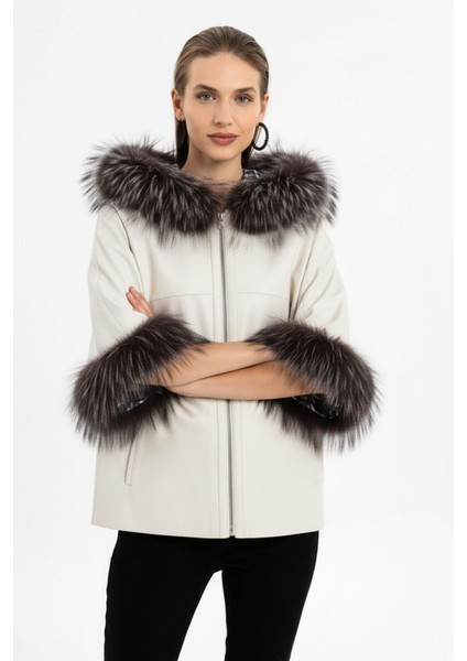 Lulu Beyaz Panço Çift Taraflı Hakiki Deri Mont fırsatları