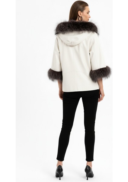 Lulu Beyaz Panço Çift Taraflı Hakiki Deri Mont indirimleri