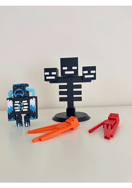 Minecraft Warden Oyuncak + Witherboss + 2 Adet Enderman ( Oynar Eklemli)
