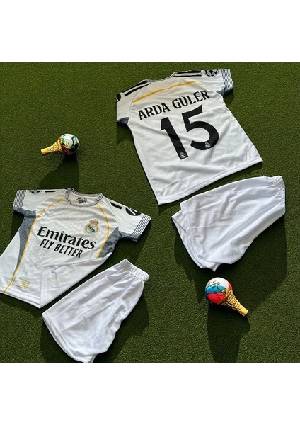 Arda Güler 25/26 Sezon Real Madrid 15 Numara Çocuk Forması 4 Parça Forma+Şort+Çorap+Biliklik modelleri