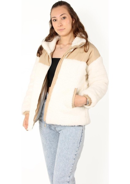 5196 Üstü Parçalı Peluş Mont