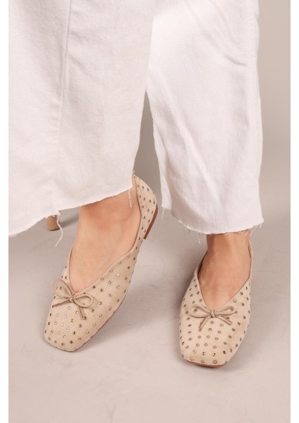 Botrop Fiyonklu Süet Babet Bej modelleri