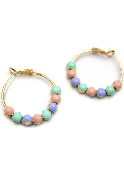 Mineli Halka Küpe - Çok Renkli fiyatları