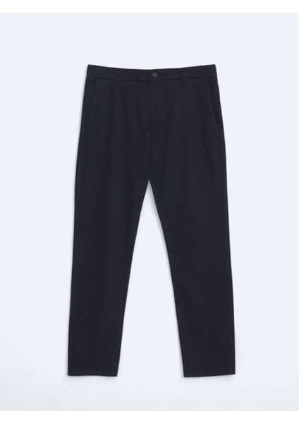 Lacivert Düz Dokuma Regular Fit Casual Pamuk Karışımlı Pantolon