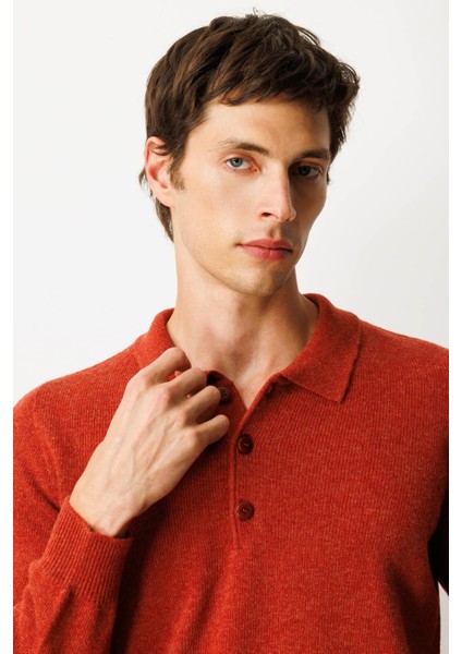 Erkek Polo Yaka Basic Yün Kazak Kiremit fiyatları