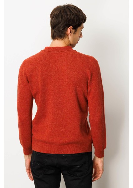 Erkek Polo Yaka Basic Yün Kazak Kiremit modelleri