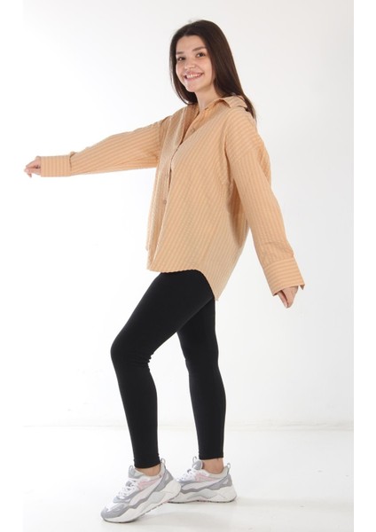 5496 Kendinden Büzgülü Çizgili Gömlek