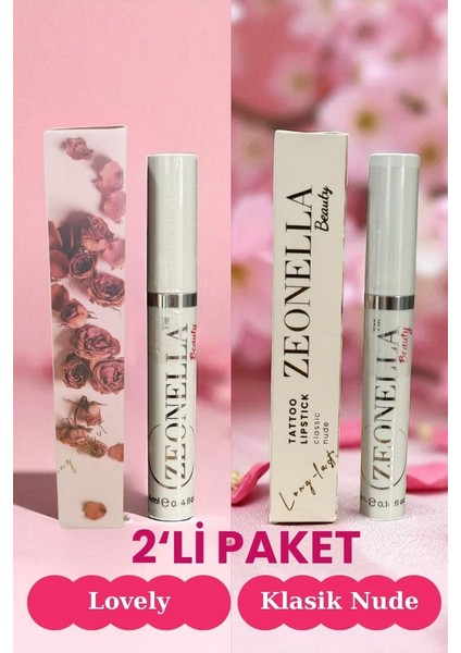 Soyulabilir Ruj Dudak Dövmesi 2 Li Set Lovely & Klasik Nude