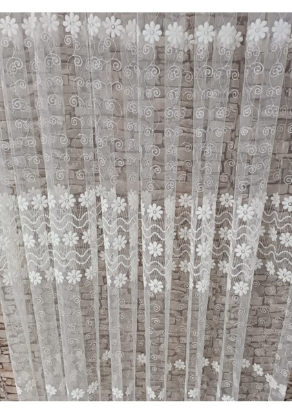 Brode Tül Perde 1/3 Pileli Tüm Odalara Uygun Gül Desenli Hoş Görünümlu modelleri