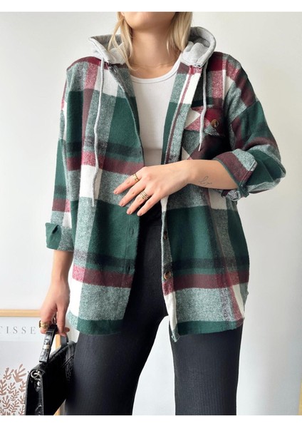 Kadın Çok Renkli Koyu Yeşil Oduncu Oversize Ceket Gömlek modelleri
