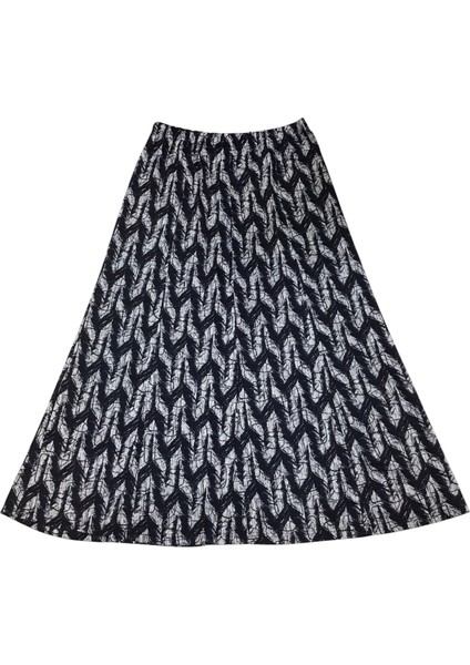 Kadın Beli Lastikli Desenli Balık Etek