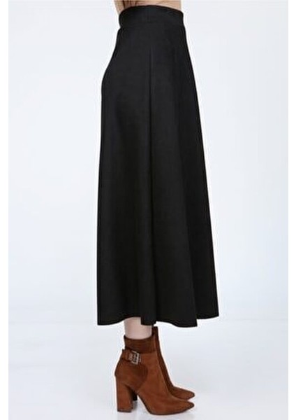 Kadın Siyah Yüksek Bel Süet Düz Mevlana Etek Uzun ve Şık Tasarım fırsatları
