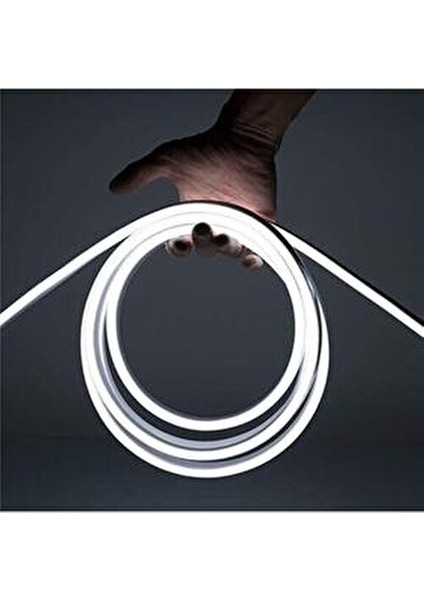 12 Volt 3 Metre Beyaz Neon LED Işık Prize Takılmaya Hazır Değil Neon Şerit LED Esnek Silikonlu