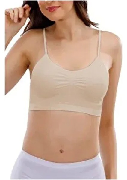 Kadın Ten Rengi Ip Askılı Seamless Dikişsiz Pedli Büstiyer 15000