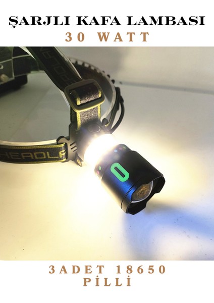 OR-8117 Şarjlı Kafa Lambası 30W – Zoomlu Uzun Menzilli Floresan Aydınlatmalı Kafa Feneri fiyatları