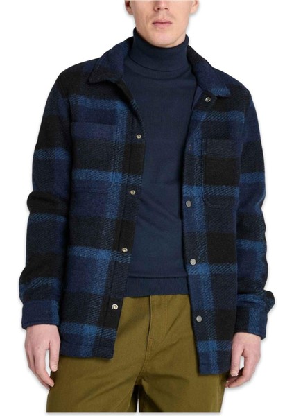 TB0A44HB Wool Blend Shacket Jacket Lacivert Erkek Gömlek