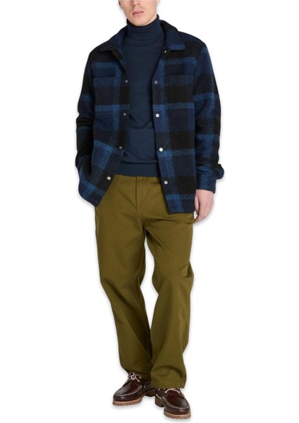 TB0A44HB Wool Blend Shacket Jacket Lacivert Erkek Gömlek modelleri