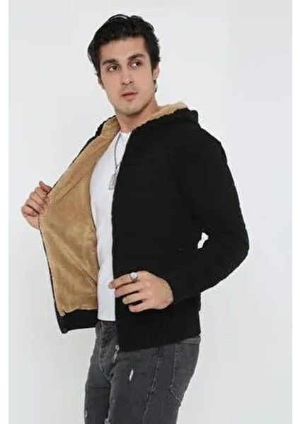 Erkek Içi Kürklü Kapşonlu Spor Hırka