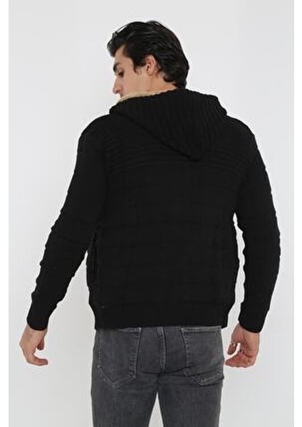 Erkek Içi Kürklü Kapşonlu Spor Hırka