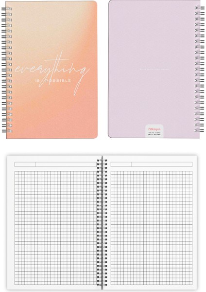 A5 Spiralli Okul Defteri 120 Sayfa 4’lü Set, 2 Çizgili - 2 Kareli Defter, Notebook, Ders Programlı fırsatları
