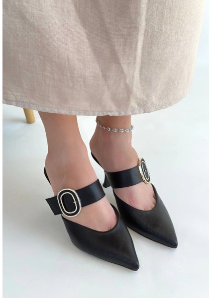 Yote Siyah Cilt Topuklu Terlik modelleri