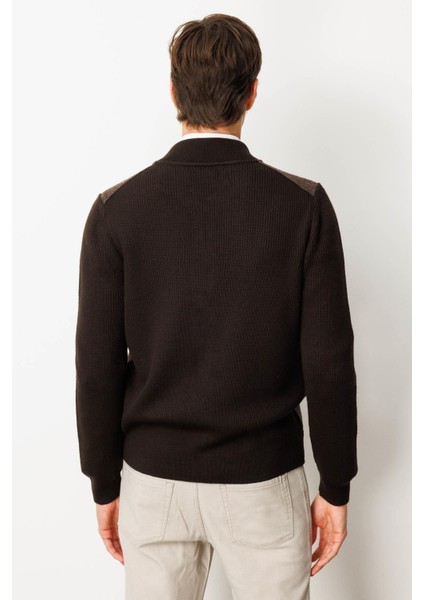 Erkek Hakim Yaka Önü Keçe Triko Mont K.kahve fırsatları