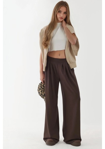 Kadın Modal Touch Pile Detaylı Geniş Paça Pantolon Kestane Kahvesi fırsatları