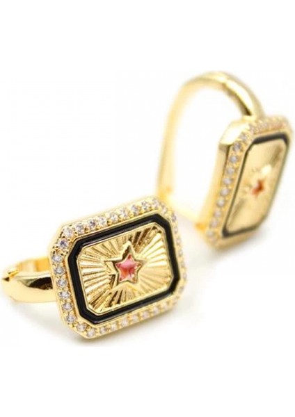 Yıldız Taşlı Küpe - Pembe