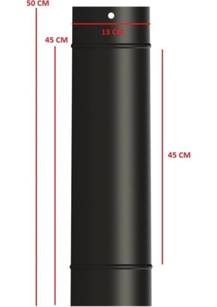 Soba Mat Siyah Emaye Soba Borusu-Boy: 50/45/38 cm - Çap: 13 cm